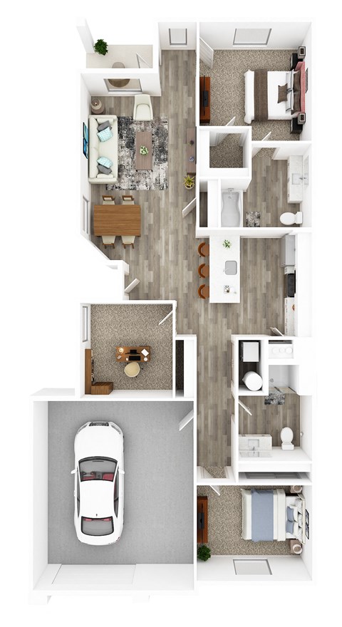 Floor plan for 3 beds, 2 baths, 1218 sqft